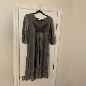 Universal Thread Gray Buttoned Puff Sleeve Sundress